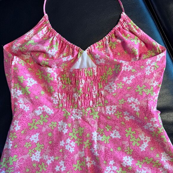RARE/VTG Lilly Pulitzer “Happy Hippo" Print Halter Dress - Picture 7 of 8